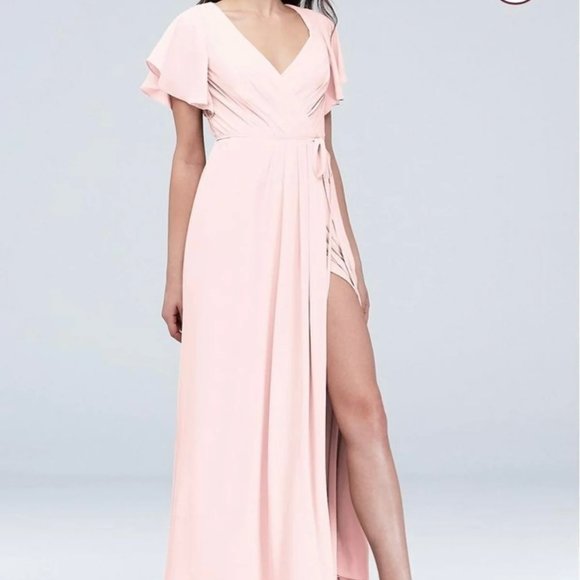 chiffon cape sleeve maxi bridesmaid dress David's Bridal | Dresses | Davids Bridal Wrap group-CMOB109PUS Hisdern Men's Dusty Blue Size:XXXL